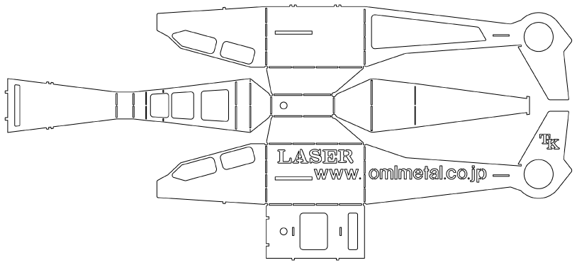 ヘリコプター模型のレーザー切断展開図（CADデータ）